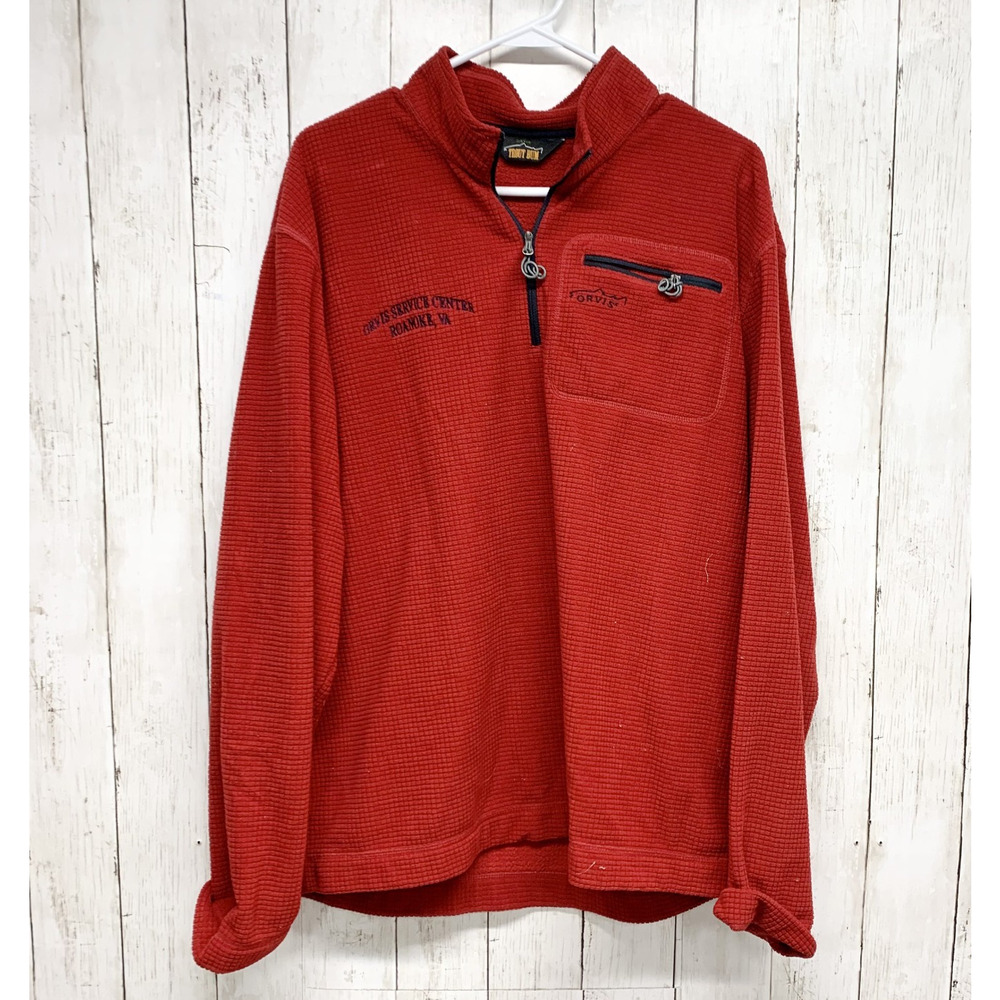 Orvis Trout Bum Sweater Men Size Large Collared Quarter Zip Long Sleeve Pocket